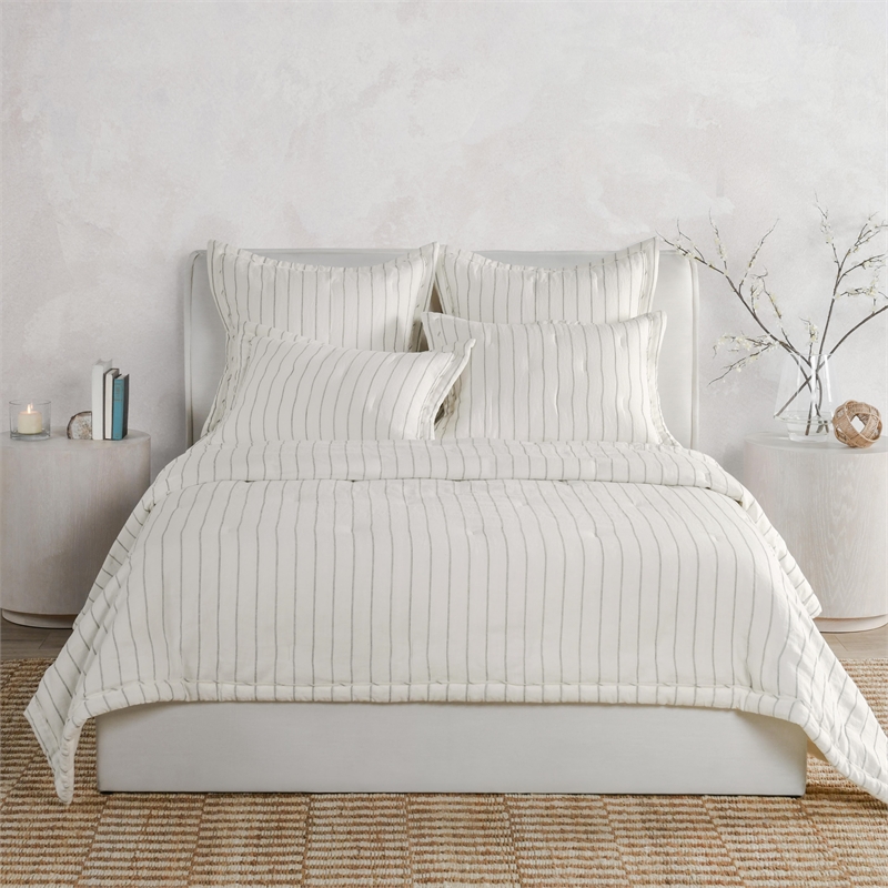Pemberly Row Modern Transitional Ivory Comforter Euro Cotton Sham
