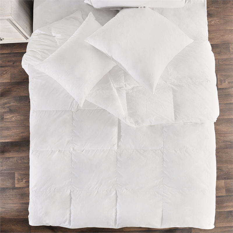 Pemberly Row Goose Feather & Down Filling Queen White Cotton Duvet Insert