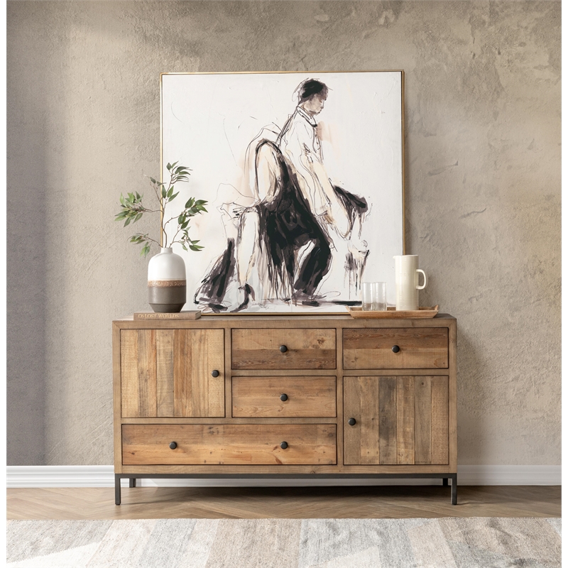 Pemberly Row 4-Drawer 2-Door Reclaimed Pine Wood Sideboard Buffet