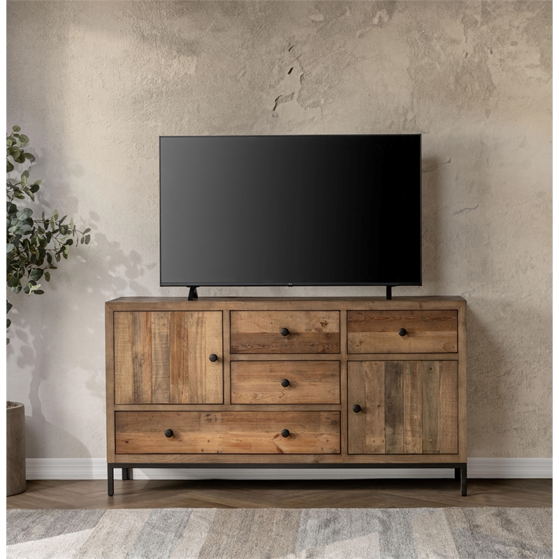 Pemberly Row 4-Drawer 2-Door Reclaimed Pine Wood Sideboard Buffet