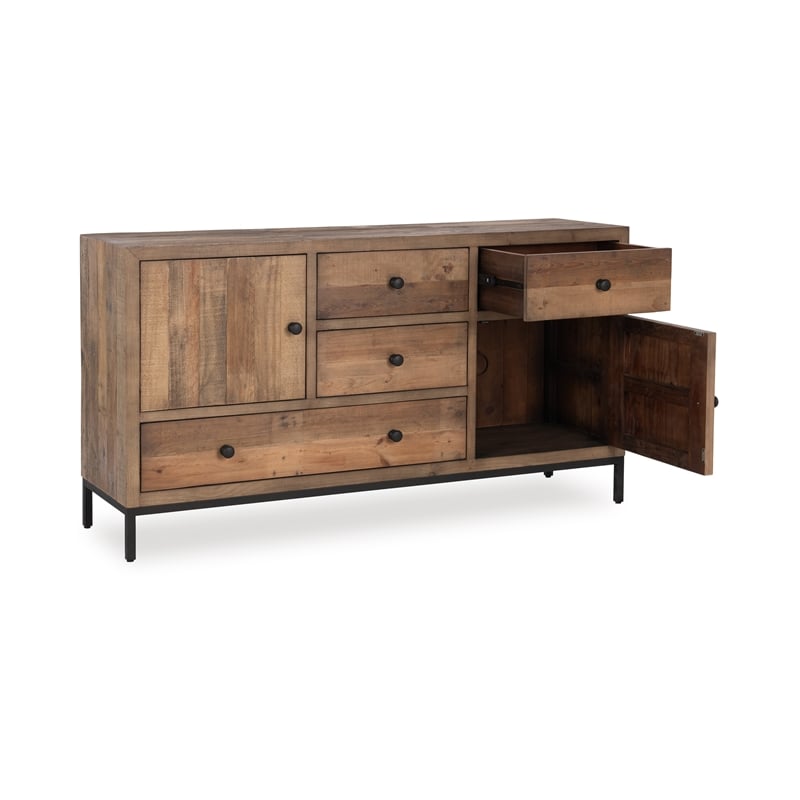 Pemberly Row 4-Drawer 2-Door Reclaimed Pine Wood Sideboard Buffet