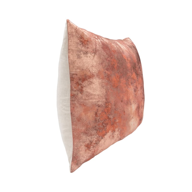 Pemberly Row 22x22 Linen Blend Fabric Throw Pillow in Rose Gold