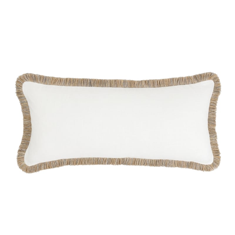 Pemberly Row Transitional 16x36 Linen Blend Fabric Throw Pillow in Ivory