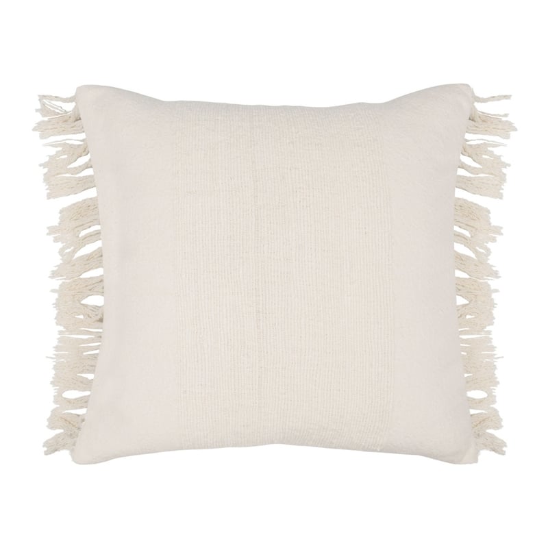 Pemberly Row Transitional 22x22 Linen Blend Fabric Throw Pillow in Ivory