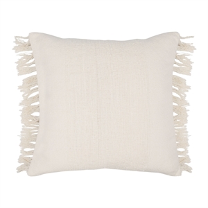 Pemberly Row Transitional 22x22 Linen Blend Fabric Throw Pillow in Ivory