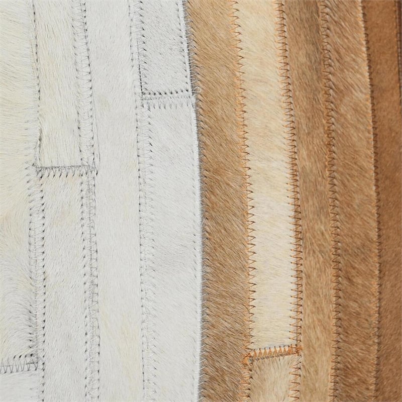 Pemberly Row Transitional 20x20 Leather Hair on Hide Throw Pillow in Tan