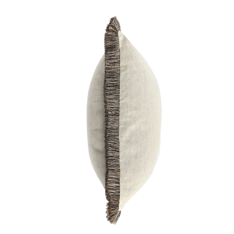 Pemberly Row 24x24 Cotton Blend Fabric Throw Pillow in Natural/Black