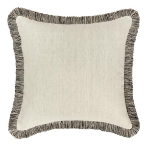 Pemberly Row 24x24 Cotton Blend Fabric Throw Pillow in Natural/Black