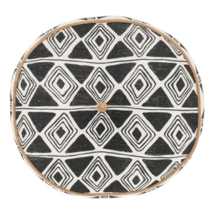 Pemberly Row 18&quot Round Linen Blend Fabric Throw Pillow in Black