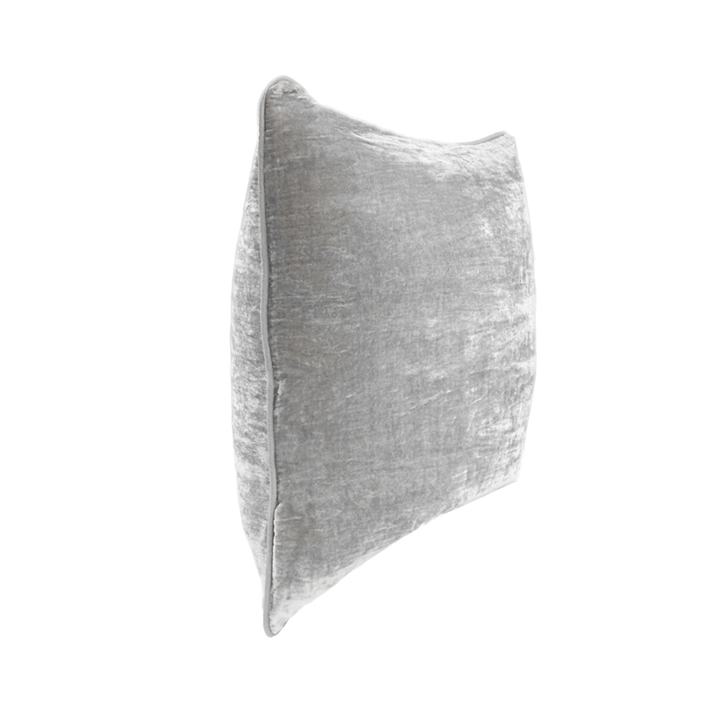 Pemberly Row Transitional 22x22 Silk Blend Fabric Throw Pillow in Gray