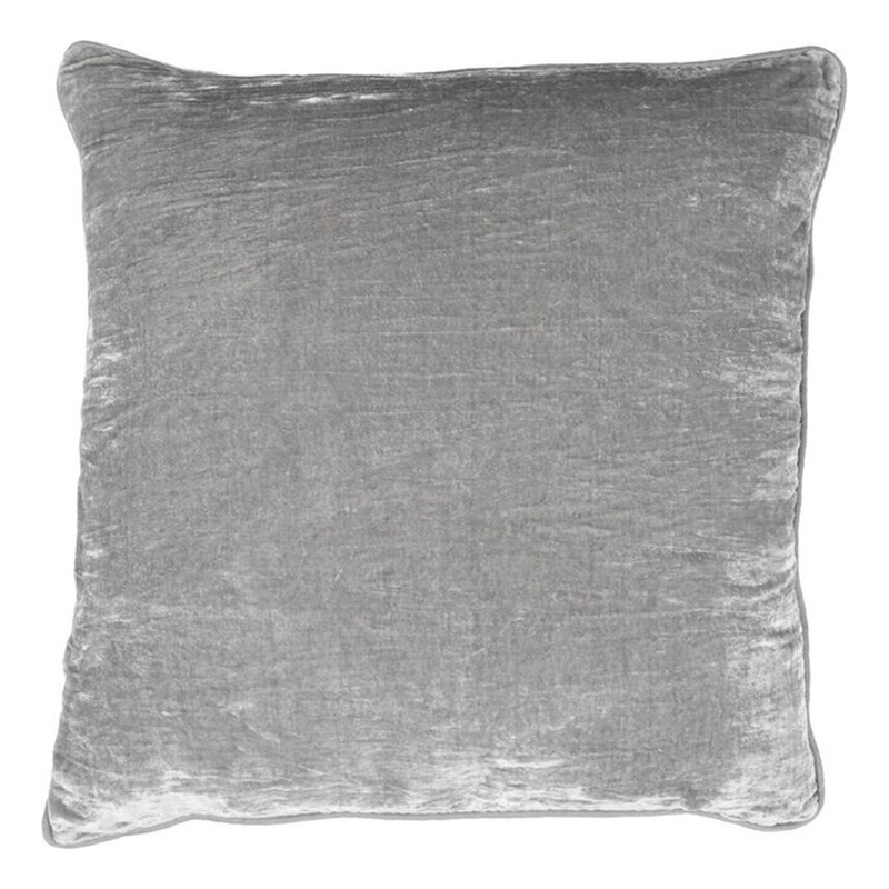 Pemberly Row Transitional 22x22 Silk Blend Fabric Throw Pillow in Gray