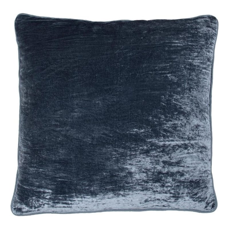 Pemberly Row Transitional 22x22 Linen Fabric Throw Pillow in Denim Blue