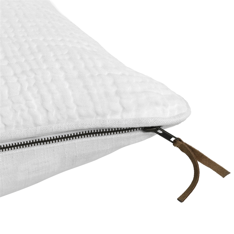 Pemberly Row Transitional 24x24 Linen Blend Fabric Throw Pillow in White