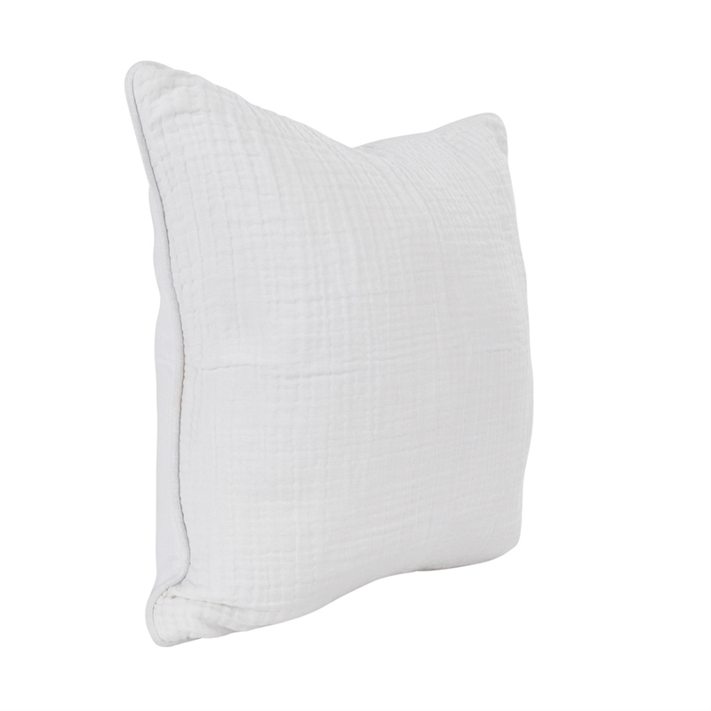 Pemberly Row Transitional 24x24 Linen Blend Fabric Throw Pillow in White