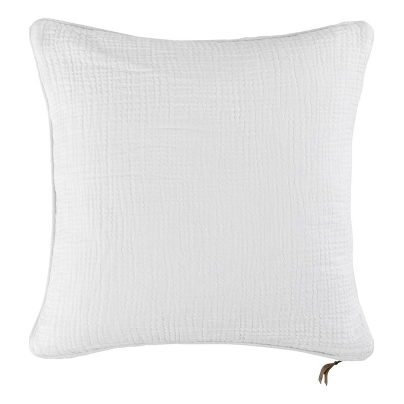Pemberly Row Transitional 24x24 Linen Blend Fabric Throw Pillow in White