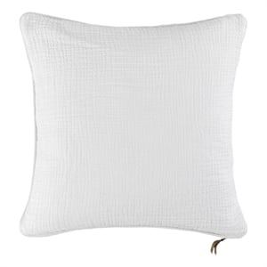 Pemberly Row Transitional 24x24 Linen Blend Fabric Throw Pillow in White