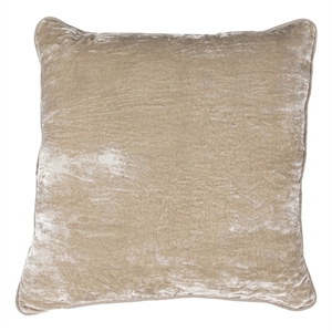 Pemberly Row 22x22 Silk Blend Fabric Throw Pillow in Natural