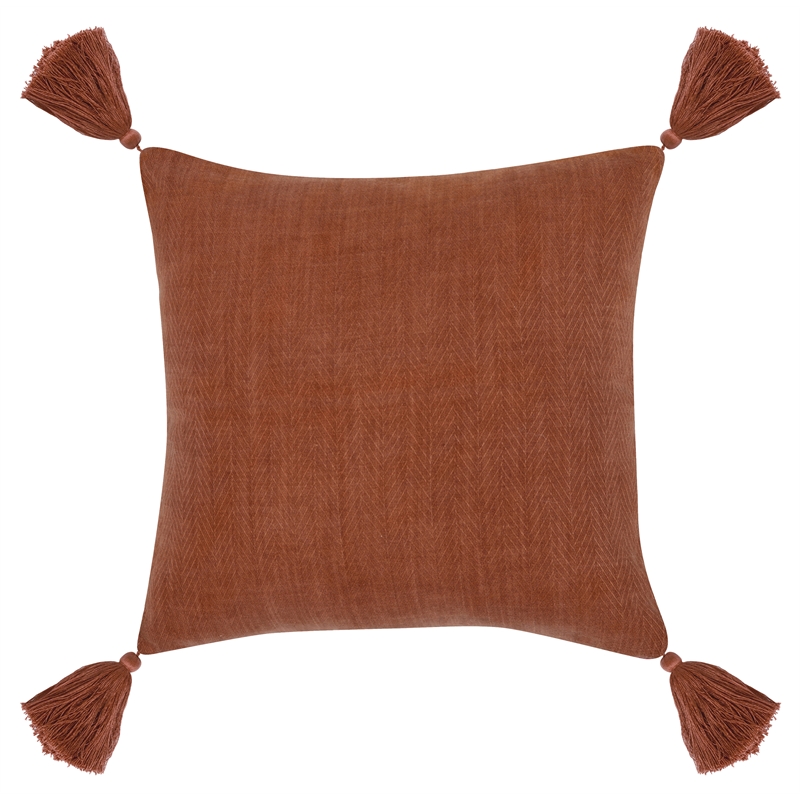 Pemberly Row Modern Transitional 20x20 Fabric Throw Pillow in Red