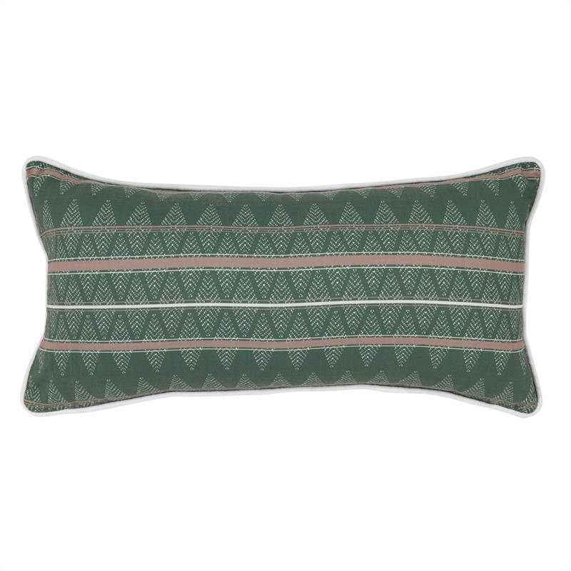 Pemberly Row Transitional 24x12 Fabric Throw Pillow in Green