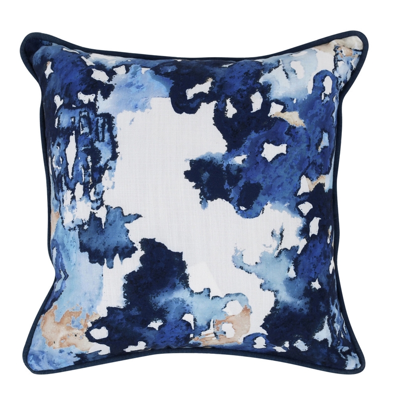 Pemberly Row Transitional Terranea 18x18 Fabric Throw Pillow in Blue