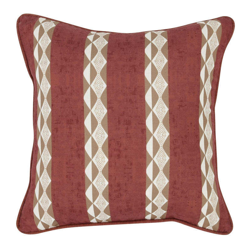 Pemberly Row Transitional 18x18 Fabric Throw Pillow in Clay Red