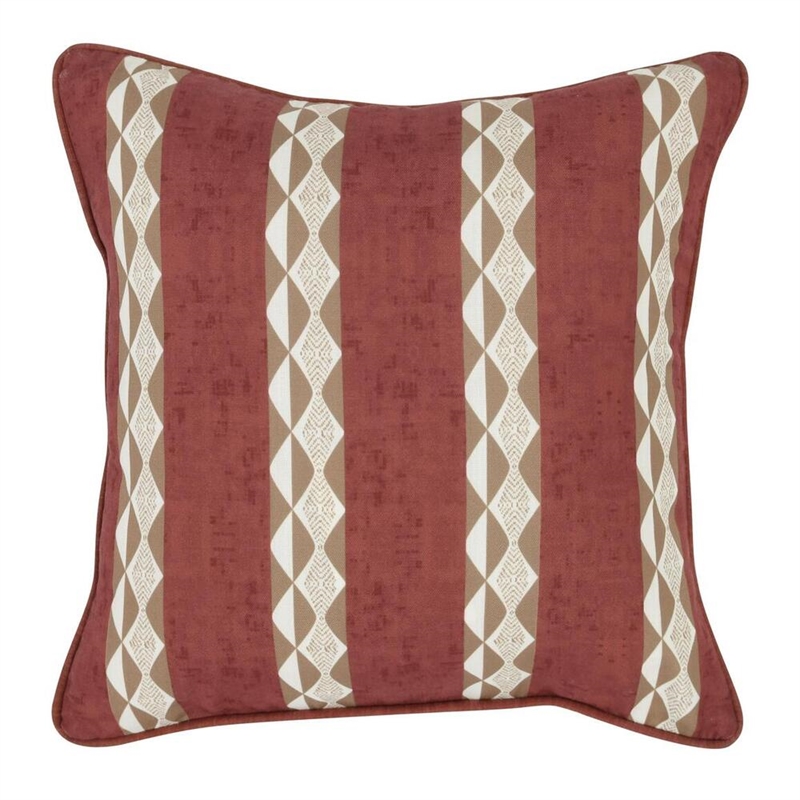 Pemberly Row Transitional 18x18 Fabric Throw Pillow in Clay Red
