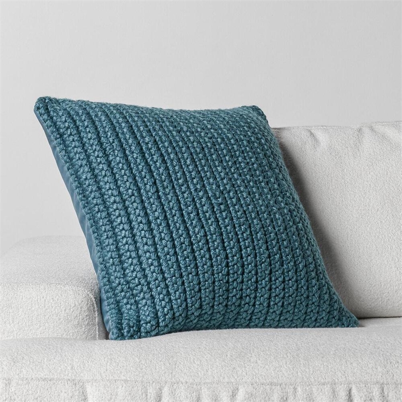 Pemberly Row Transitional 22x22 Woven Fabric Throw Pillow in Ocean Blue