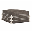 Pemberly Row Transitional Vegan Faux Leather Indoor Hickory Pouf