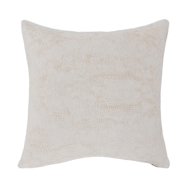 Pemberly Row 22in Chenille Fabric Blend Throw Pillow in Ivory