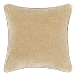 Pemberly Row Modern Transitional 22in Velvet Throw Pillow in Wheat