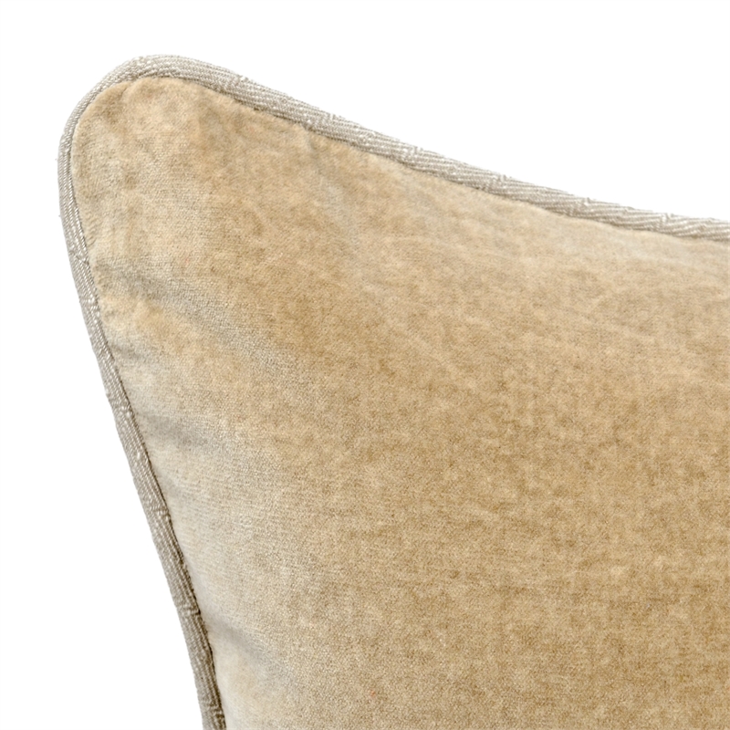 Pemberly Row Modern Transitional 22in Velvet Throw Pillow in Wheat