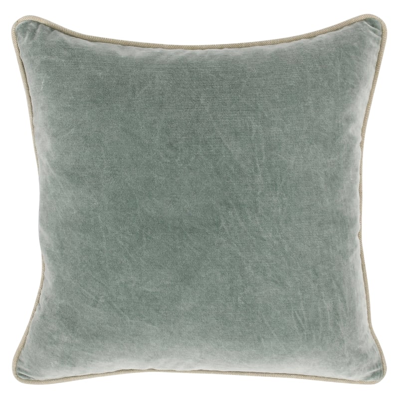 Pemberly Row Transitional 22in Velvet Throw Pillow in Bay Green