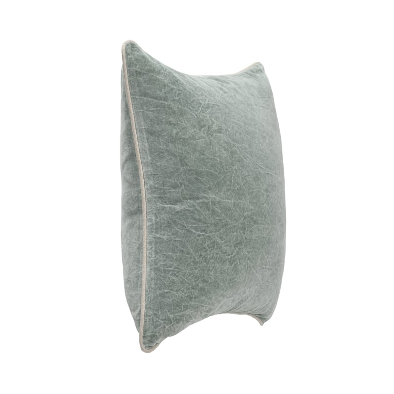 Pemberly Row Transitional 22in Velvet Throw Pillow in Bay Green