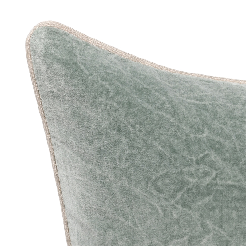 Pemberly Row Transitional 22in Velvet Throw Pillow in Bay Green