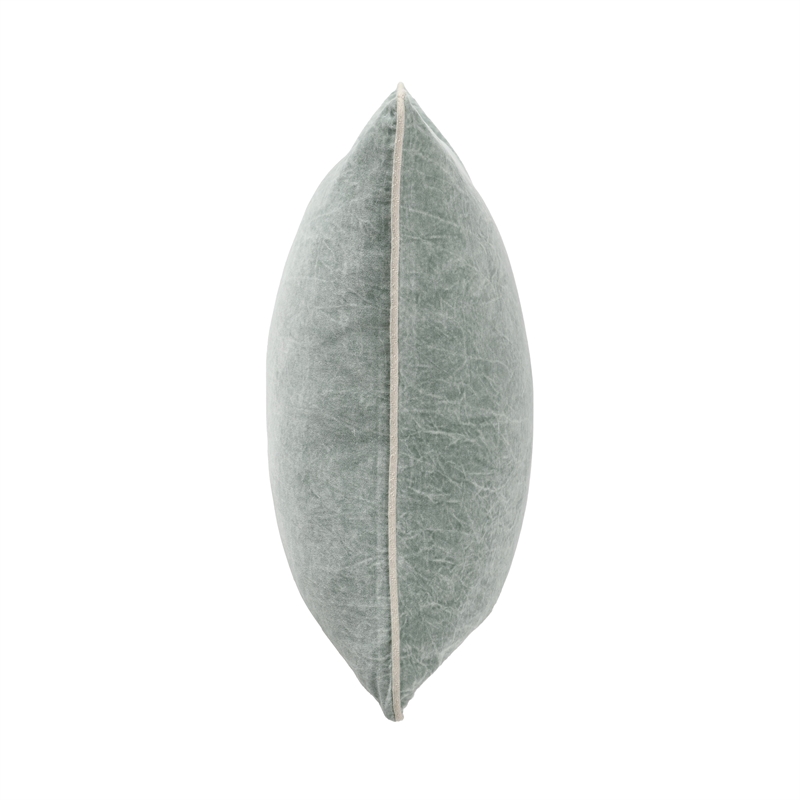 Pemberly Row Transitional 22in Velvet Throw Pillow in Bay Green