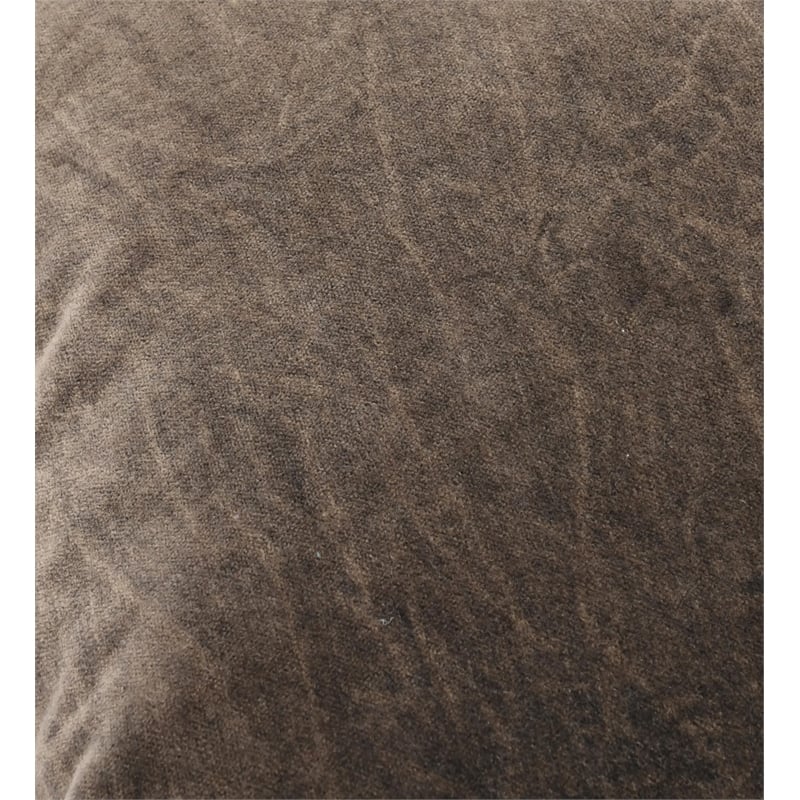 Pemberly Row Transitional 22in Velvet Throw Pillow in Brown Finish