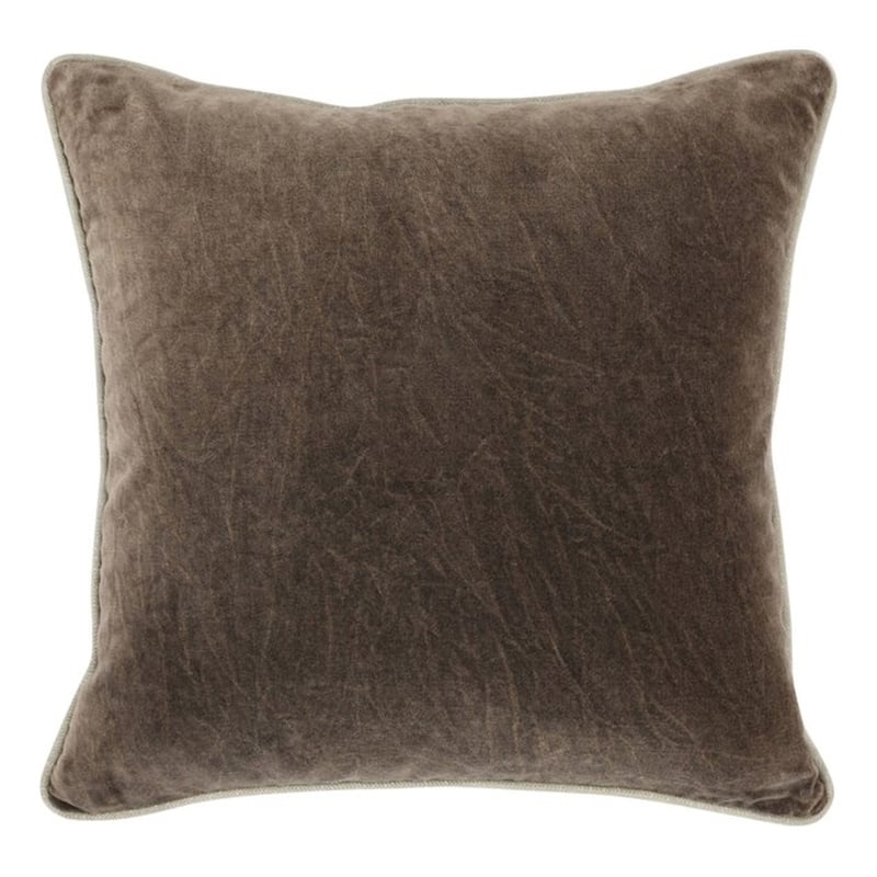 Pemberly Row Transitional 22in Velvet Throw Pillow in Brown Finish