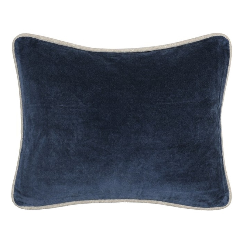Pemberly Row Modern Transitional 12x16 Velvet Throw Pillow in Navy