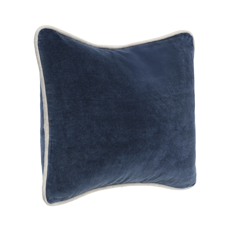 Pemberly Row Modern Transitional 12x16 Velvet Throw Pillow in Navy