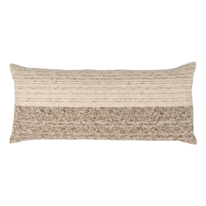 Pemberly Row Transitional 16x36 Linen Blend Fabric Throw Pillow in Brown