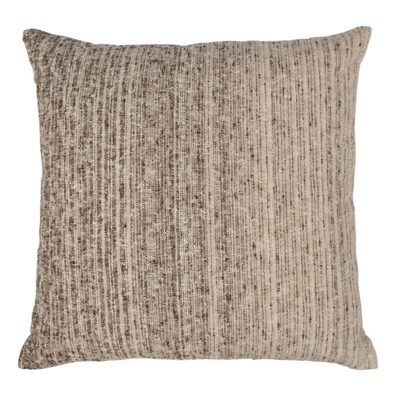 Pemberly Row Transitional 22x22 Linen Blend Fabric Throw Pillow in Brown