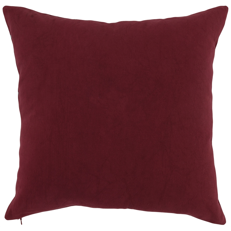 Pemberly Row Transitional 18x18 Cotton Fabric Throw Pillow in Red