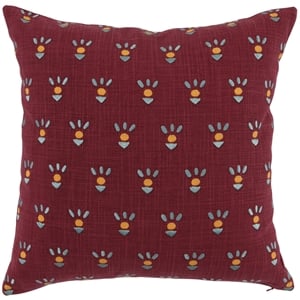 Pemberly Row Transitional 18x18 Cotton Fabric Throw Pillow in Red