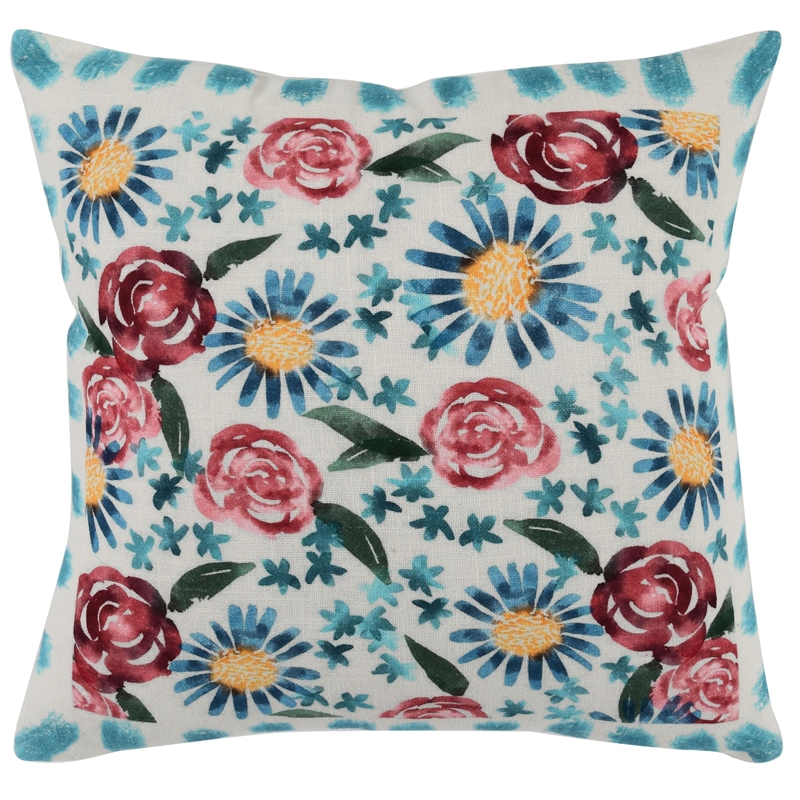 Pemberly Row 18x18 Cotton Fabric Throw Pillow in Multi-Color