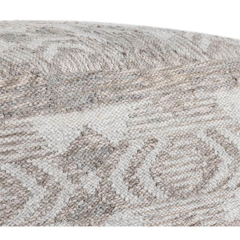 Pemberly Row Transitional Performance Fabric Pouf in Gray/Multi-Color