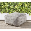 Pemberly Row Transitional Performance Fabric Pouf in Gray/Multi-Color