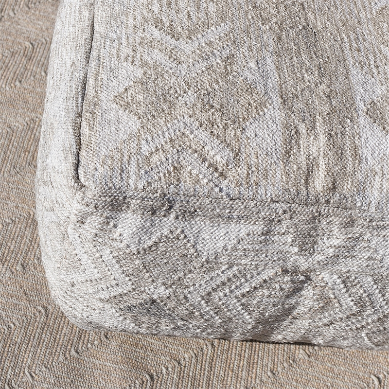 Pemberly Row Transitional Performance Fabric Pouf in Gray/Multi-Color