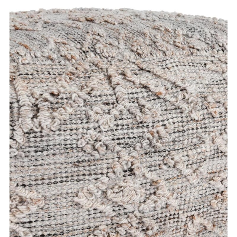 Pemberly Row Transitional Linen Blend Fabric Pouf in Gray/Multi-Color