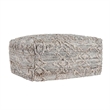 Pemberly Row Transitional Linen Blend Fabric Pouf in Gray/Multi-Color