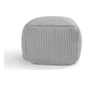 Pemberly Row Transitional 18&quot Wide Handwoven Fabric Square Pouf in Gray